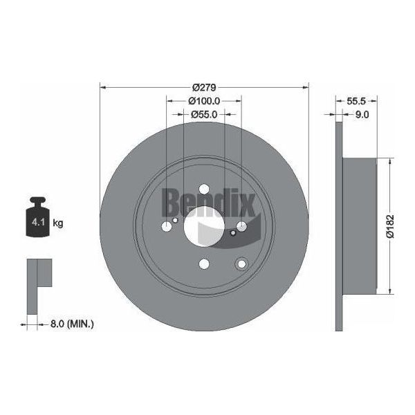 Bendix Braking BDS1721 Disco Freno Oe 4243102080 Compatibile Con Corolla-image