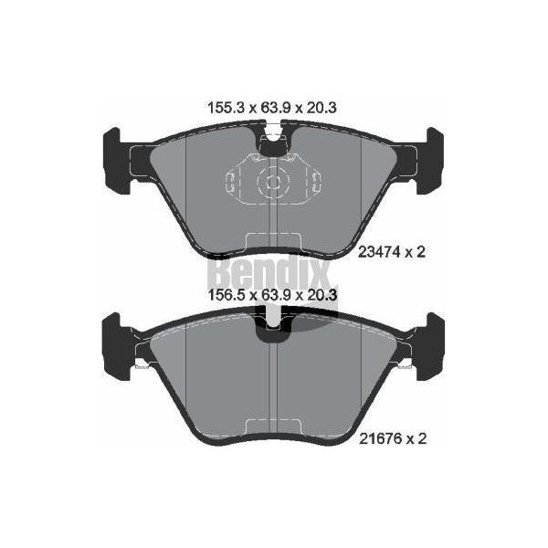 Bendix Braking BPD1990 Set Di Pastiglie Freno, Freno A Disco Oe 2282415 Compatibile Con Serie 3 E36, Serie 3 E46, Serie 5 E34, Serie Z3 E36, Serie Z4 E86, Serie Z4 E85-image