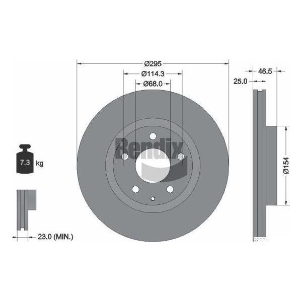 Bendix Braking BDS2184 Disco Freno Oe BDWK33251 Compatibile Con CX-30-image