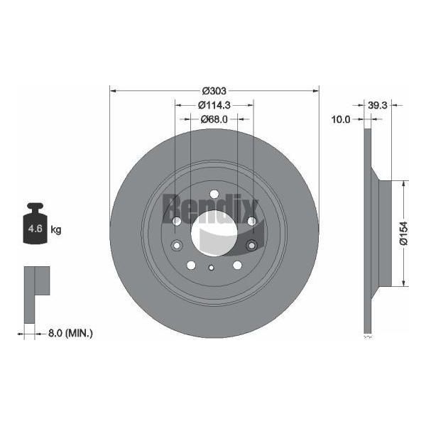 Bendix Braking BDS2208 Disco Freno Oe DGJ626251 Compatibile Con CX-30-image