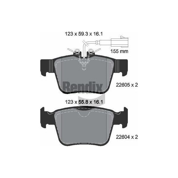 Bendix Braking BPD2592 Set Di Pastiglie Freno, Freno A Disco Oe 68318394AA Compatibile Con Giulia, Stelvio-image