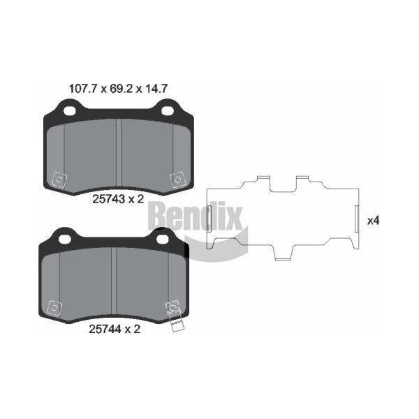 Bendix Braking BPD2266 Set Di Pastiglie Freno, Freno A Disco Oe 583022MA10 Compatibile Con Genesis, Cherokee, Model S-image