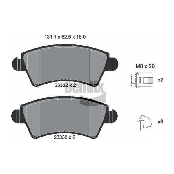 Bendix Braking BPD1429 Set Di Pastiglie Freno, Freno A Disco Oe 425229 Compatibile Con Xsara, 206-image