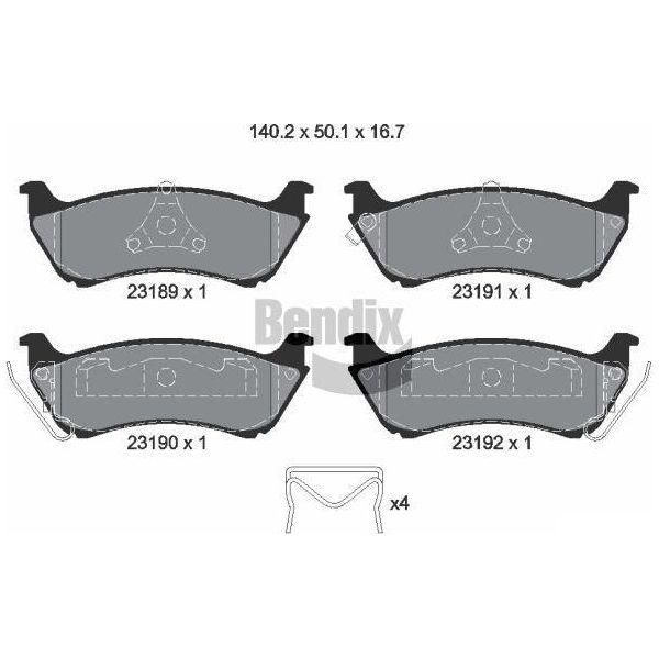 Bendix Braking BPD1940 Set Di Pastiglie Freno, Freno A Disco Oe 0424711950 Compatibile Con Classe M-image