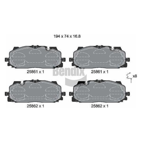 Bendix Braking BPD1427 Set Di Pastiglie Freno, Freno A Disco Oe 4K0698151 Compatibile Con A3 8Y, A4 8W, A5 F5, A6 4A, A7 4K, A8 4N, E-Tron, Q3, Q5, Q7, Q8, Formentor, Touareg-image