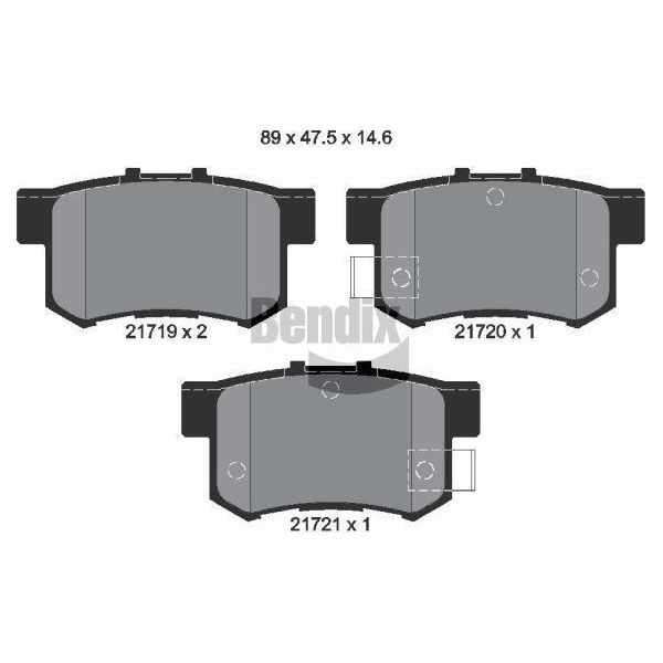 Bendix Braking BPD1838 Set Di Pastiglie Freno, Freno A Disco Oe 43022SEPC01 Compatibile Con Accord, Civic, CR-Z, FR-V, Insight, Integra, Jazz, Legend, Prelude, S2000, Shuttle, Stream-image