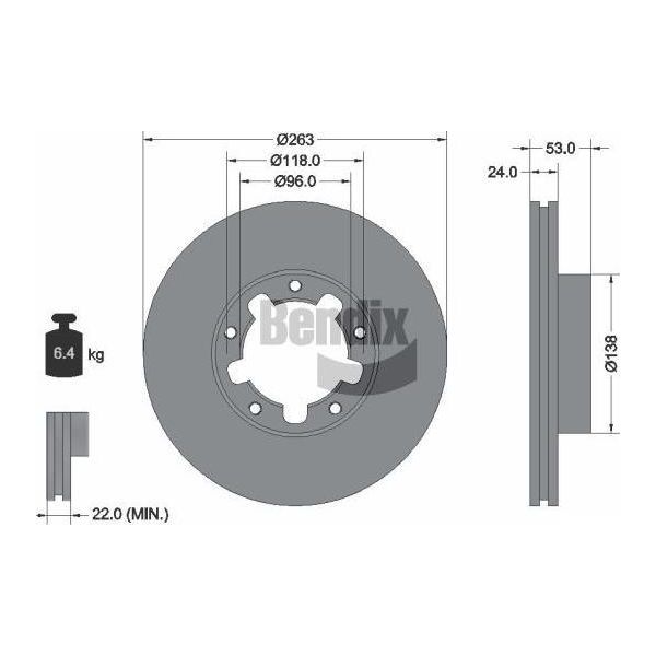 Bendix Braking BDS2143 Disco Freno Oe 061002950 Compatibile Con Cabstar, Trade-image