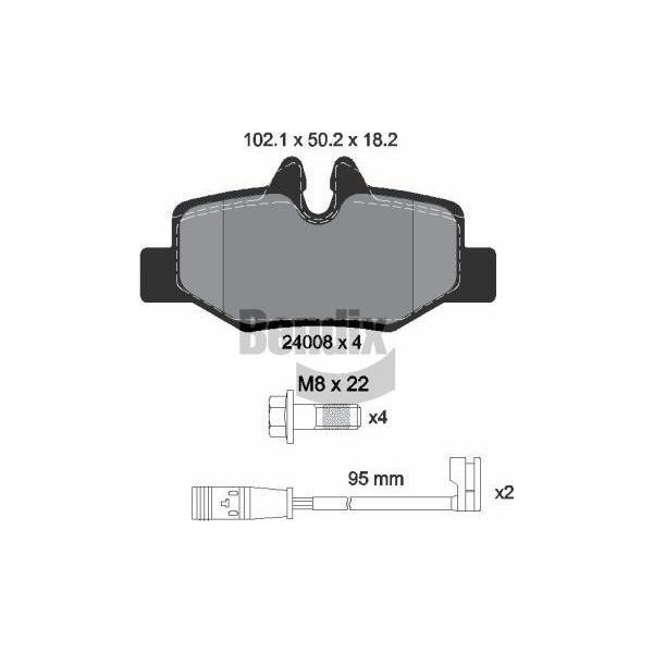 Bendix Braking BPD1089 Set Di Pastiglie Freno, Freno A Disco Oe 0004216210 Compatibile Con Viano, Vito-image