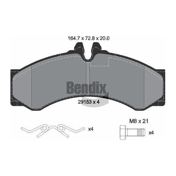 Bendix Braking BPD1228 Set Di Pastiglie Freno, Freno A Disco Oe 2D0698151A Compatibile Con Sprinter, Vario-image