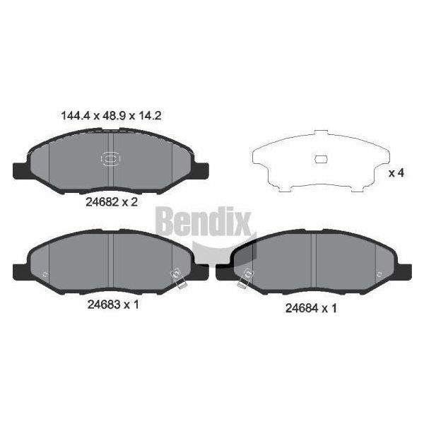 Bendix Braking BPD2185 Set Di Pastiglie Freno, Freno A Disco Oe 1N263328Z Compatibile Con Micra, Note, Tiida-image