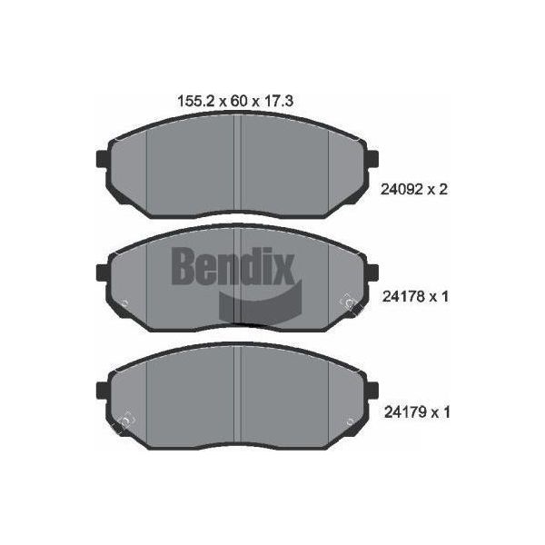 Bendix Braking BPD2093 Set Di Pastiglie Freno, Freno A Disco Oe 581013ED00 Compatibile Con Sorento-image