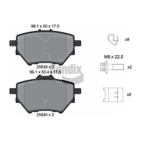 Bendix Braking BPD1158 Set Di Pastiglie Freno, Freno A Disco Oe 1609000680 Compatibile Con Berlingo, C4, Combo, Corsa F, Grandland, Mokka, 208, 3008, 308, 508, Partner, Rifter, Proace-image