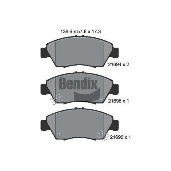 Bendix Braking BPD1834 Set Di Pastiglie Freno, Freno A Disco Oe 45022S7A000 Compatibile Con Civic, Crx, Insight, Jazz-image