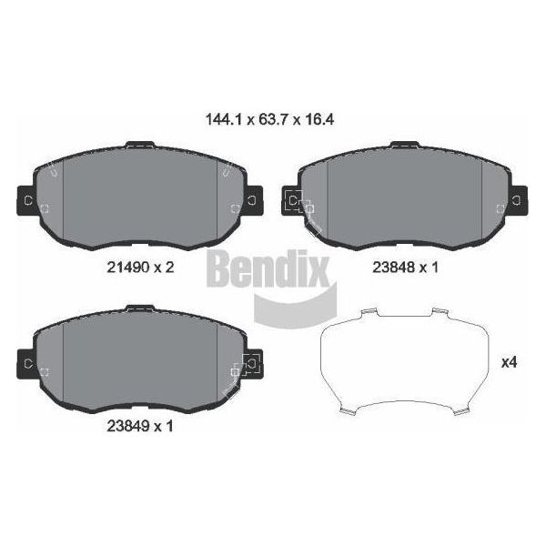 Bendix Braking BPD1801 Set Di Pastiglie Freno, Freno A Disco Oe 0446514081 Compatibile Con Gs, Is, Sc, Supra-image