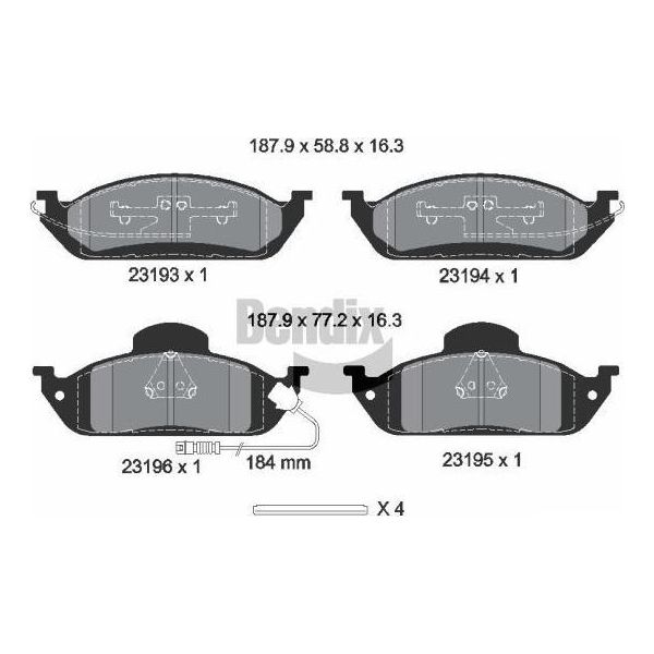 Bendix Braking BPD1942 Set Di Pastiglie Freno, Freno A Disco Oe 1634200020 Compatibile Con Classe M-image