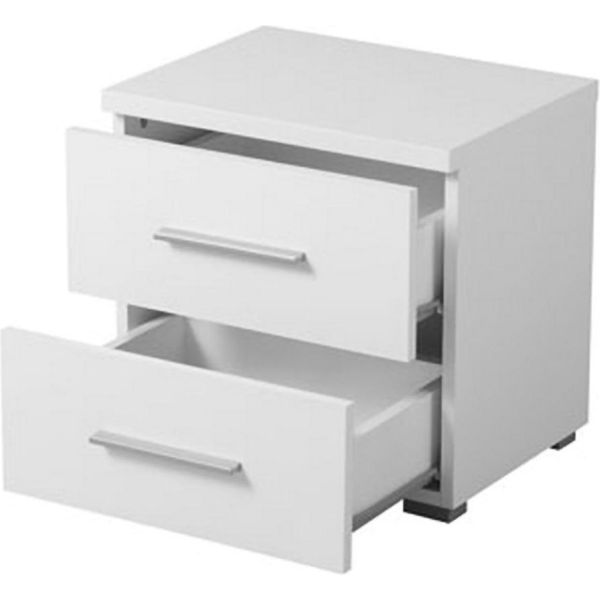Dmora Comodino Colliano 45X34X43H Cm Bianco, Un Ripiano 2 Cassetti-image
