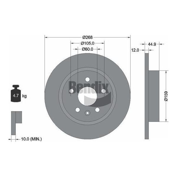 Bendix Braking BDS1334 Disco Freno Oe 13502136 Compatibile Con Aveo, Cruze, Trax, Astra J, Mokka-image