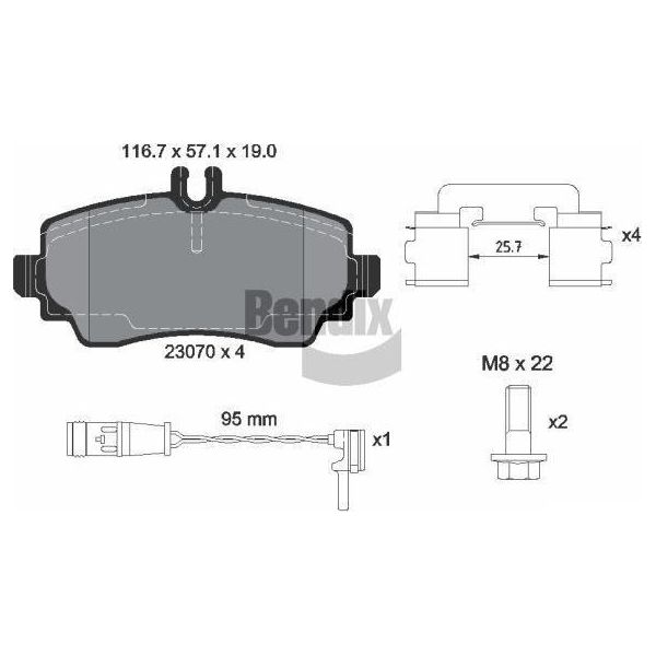 Bendix Braking BPD1581 Set Di Pastiglie Freno, Freno A Disco Oe 4144200220 Compatibile Con Vaneo-image