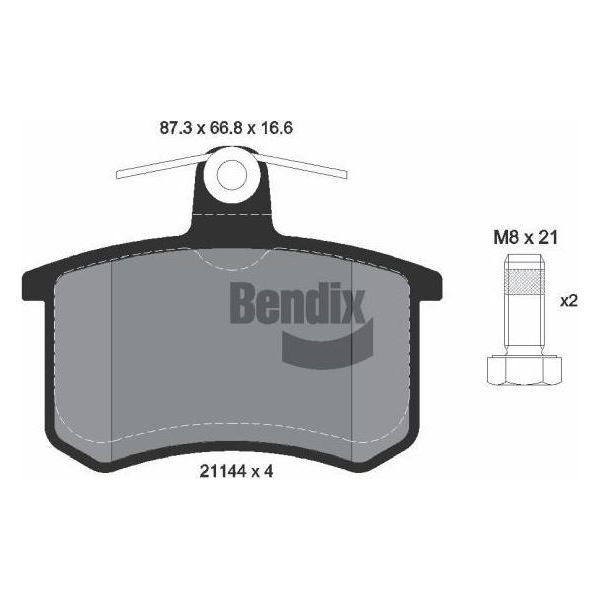Bendix Braking BPD1753 Set Di Pastiglie Freno, Freno A Disco Oe 60743565 Compatibile Con Alf. 164, A4 8D, A6 4A, A8 4D, Croma, Thema-image