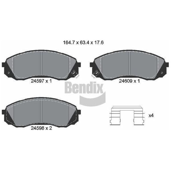 Bendix Braking BPD2175 Set Di Pastiglie Freno, Freno A Disco Oe 581014HA00 Compatibile Con H-1, Carnival-image