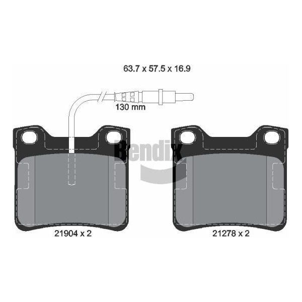 Bendix Braking BPD1861 Set Di Pastiglie Freno, Freno A Disco Oe 1611456880 Compatibile Con Classe V, Vito, 605-image
