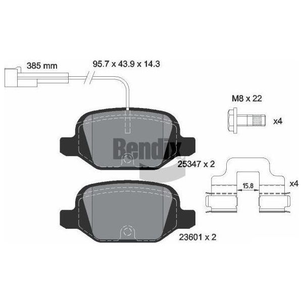 Bendix Braking BPD1443 Set Di Pastiglie Freno, Freno A Disco Oe 77365754 Compatibile Con 500, 500C-image