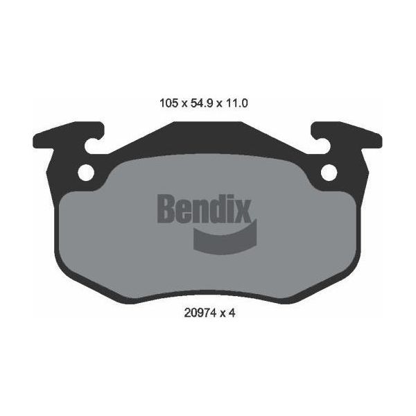 Bendix Braking BPD1103 Set Di Pastiglie Freno, Freno A Disco Oe 1617247980 Compatibile Con Saxo, Xsara, Zx, 106, 205, 206, 306, 309, Clio, Megane, Thalia-image