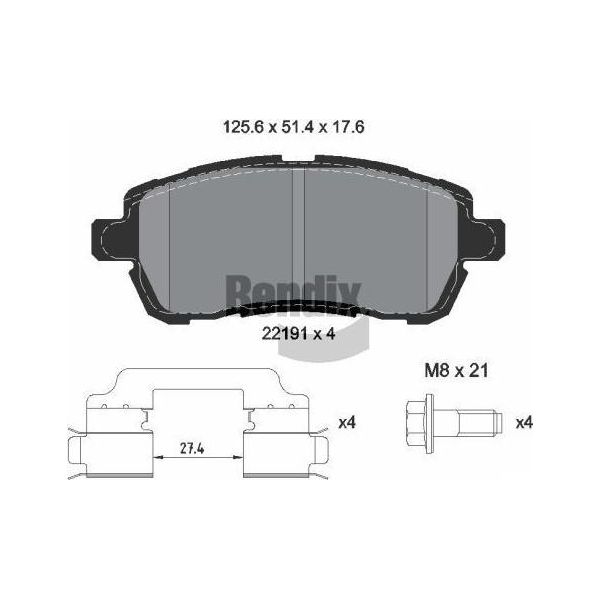 Bendix Braking BPD1577 Set Di Pastiglie Freno, Freno A Disco Oe 1894272 Compatibile Con Ka-image