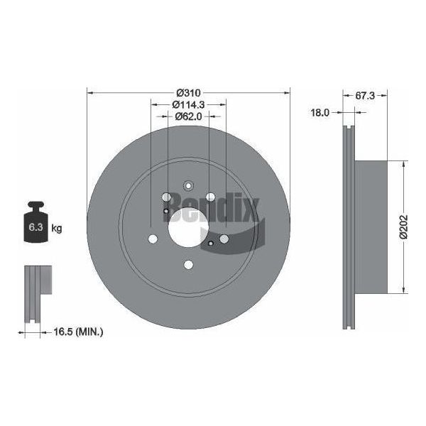 Bendix Braking BDS1768 Disco Freno Oe 4243130290 Compatibile Con Gs, Is-image