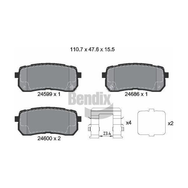 Bendix Braking BPD2177 Set Di Pastiglie Freno, Freno A Disco Oe 583023JA50 Compatibile Con Ix55, Sorento-image