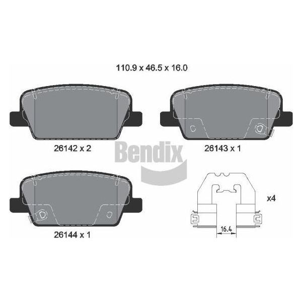 Bendix Braking BPD2441 Set Di Pastiglie Freno, Freno A Disco Oe 58302S1A30 Compatibile Con Santa Fe-image