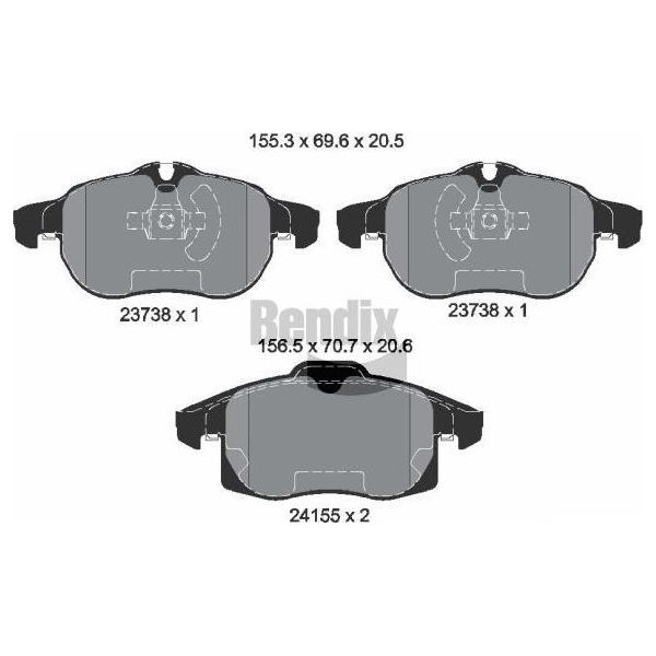 Bendix Braking BPD1533 Set Di Pastiglie Freno, Freno A Disco Oe 1605137 Compatibile Con Signum, Vectra-image