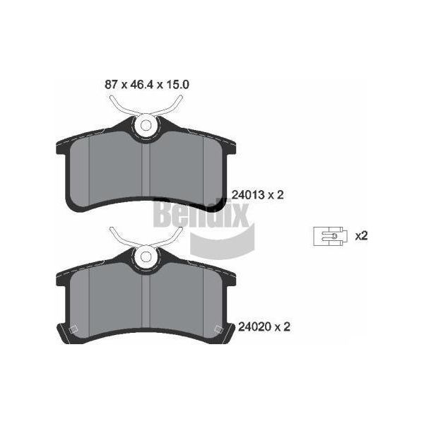 Bendix Braking BPD2078 Set Di Pastiglie Freno, Freno A Disco Oe 0446602010 Compatibile Con Avensis, Corolla-image