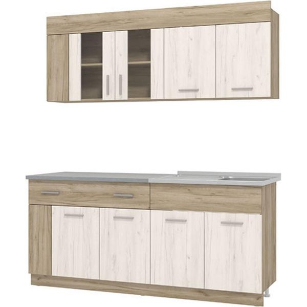 Dmora Cucina Completa Interamna Beige, Un Cassetto 4 Ripiani-image