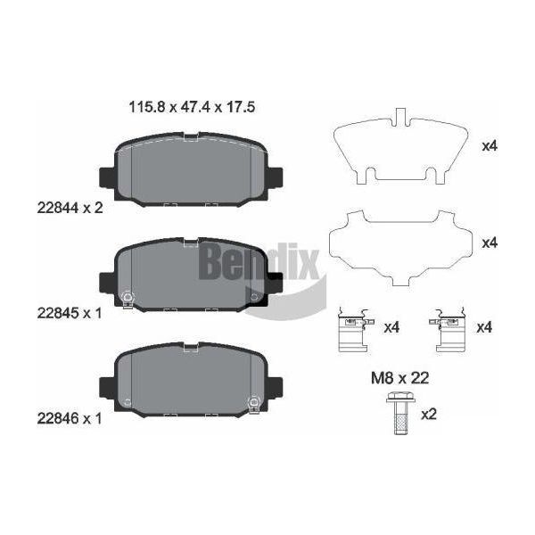 Bendix Braking BPD2330 Set Di Pastiglie Freno, Freno A Disco Oe 68353597AA Compatibile Con Tipo, Compass-image
