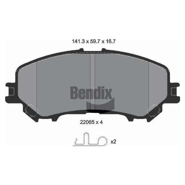 Bendix Braking BPD1485 Set Di Pastiglie Freno, Freno A Disco Oe D10604CA0A Compatibile Con X-Trail, Koleos-image