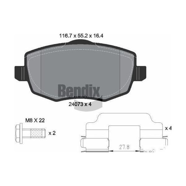Bendix Braking BPD1453 Set Pastiglie Freno, Freno A Disco Oe 71752991 Compatibile Con Ypsilon-image