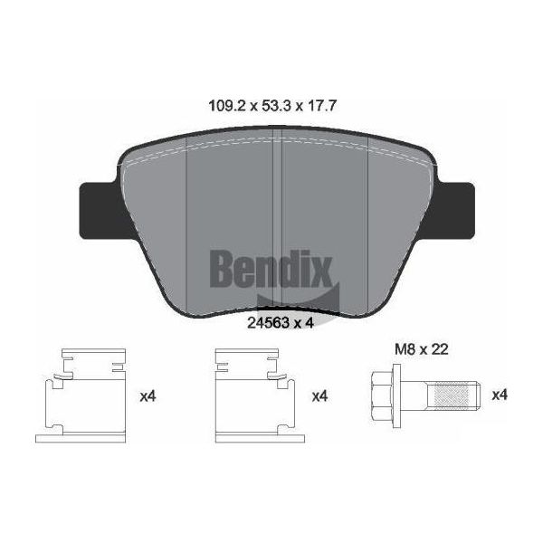 Bendix Braking BPD1225 Set Di Pastiglie Freno, Freno A Disco Oe 2K5698451 Compatibile Con A1 8X, A3 8P, Altea, Altea Xl, Leon, Octavia, Superb, Yeti, Beetle, Caddy, Eos, Golf Vi, Jetta, Scirocco, Touran-image