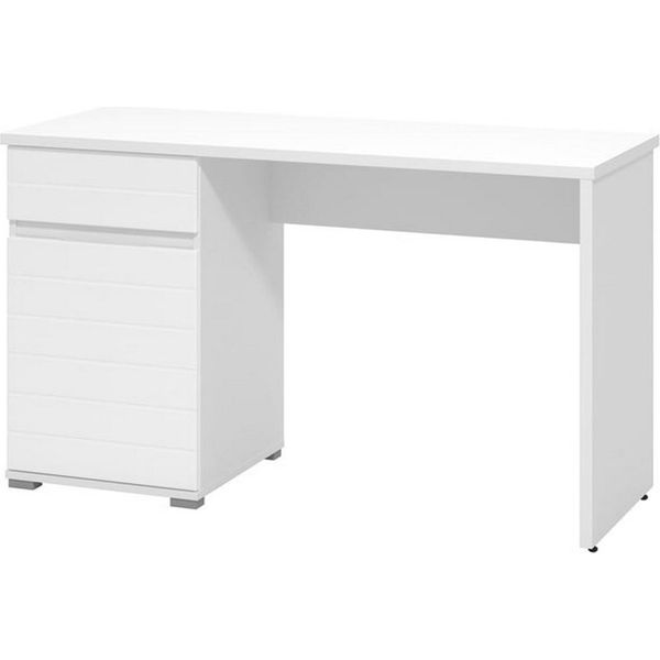 Dmora Scrivania Cambio 130X50X76H Cm Bianco, Un Cassetto Un Ripiano-image