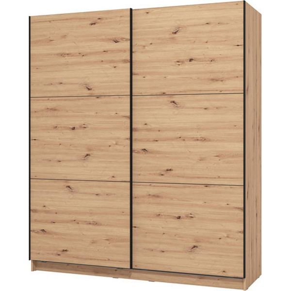 Dmora Guardaroba Grande Cerchio 179X210H Cm Marrone Rovere Nodi, Appendiabiti 5 Ripiani-image