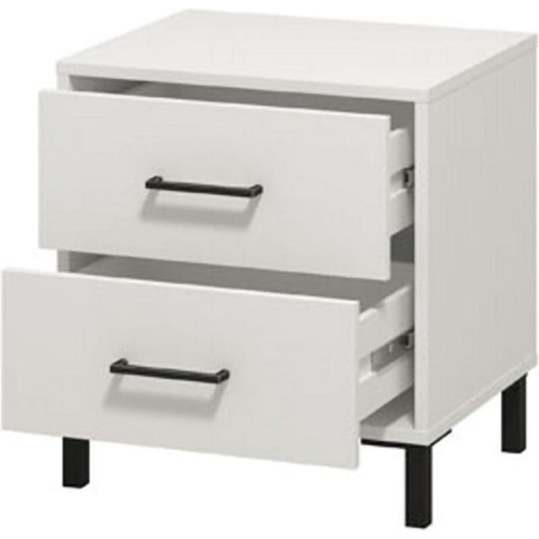 Dmora Comodino Clanezzo 48X40X52H Cm Bianco, Un Ripiano 2 Cassetti-image