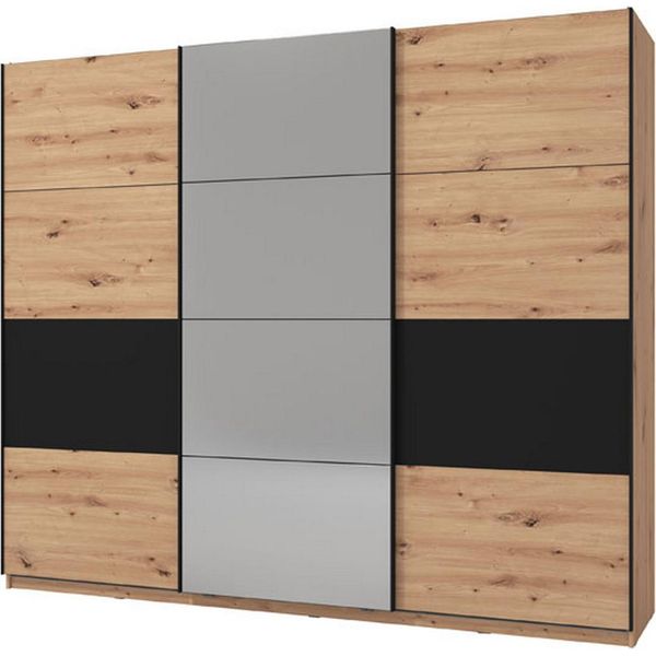 Dmora Guardaroba Grande Lavenone 263X224H Cm Marrone Rovere Nodi, Appendiabiti 6 Ripiani-image