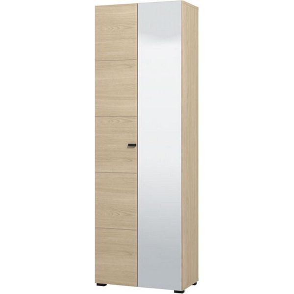 Dmora Guardaroba 2 Ante Azzano 64X194H Cm Marrone Rovere, Appendiabiti 3 Ripiani-image