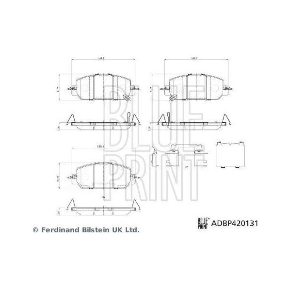 Blue Print ADBP420131 Set Di Pastiglie Freno, Freno A Disco Oe 45022TLAA01 Compatibile Con CR-V-image