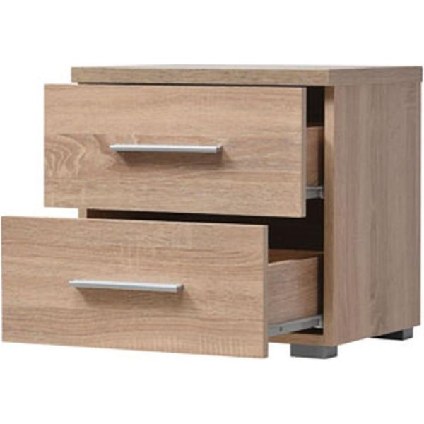 Dmora Comodino Colliano 45X34X43H Cm Marrone, 2 Cassetti Un Ripiano-image