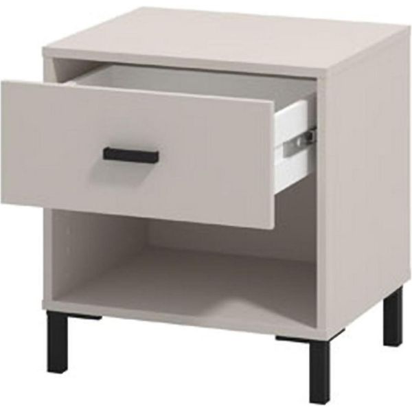Dmora Comodino Cavaglia 48X40X52H Cm Bianco, Un Ripiano Un Cassetto-image