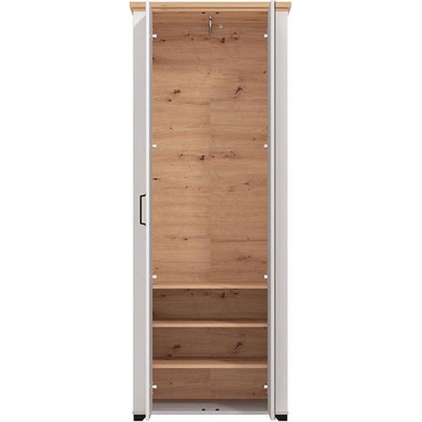 Dmora Guardaroba 2 Ante Vittuone 75X195H Cm Bianco, Appendiabiti 3 Ripiani-image