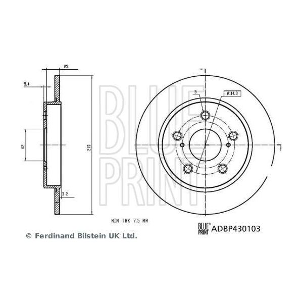 Blue Print ADBP430103 Disco Freno Oe 4243102330 Compatibile Con Corolla-image