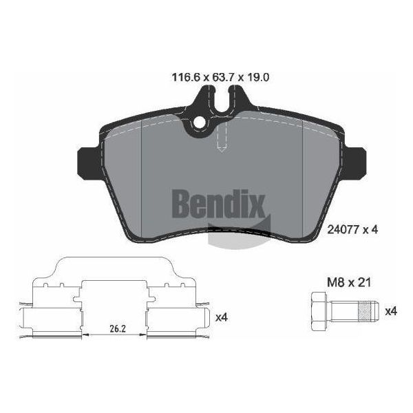 Bendix Braking BPD1105 Set Di Pastiglie Freno, Freno A Disco Oe 1694200320 Compatibile Con Classe A, Classe B-image