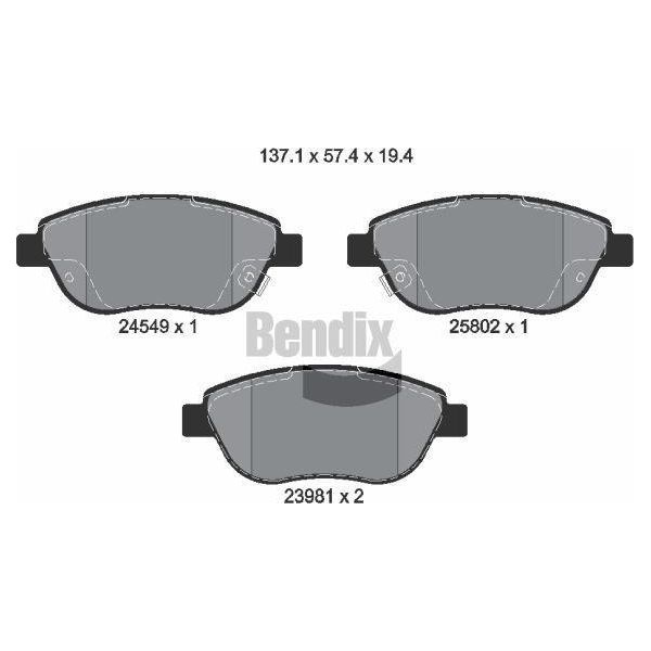Bendix Braking BPD1197 Set Di Pastiglie Freno, Freno A Disco Oe 77366534 Compatibile Con 500L-image
